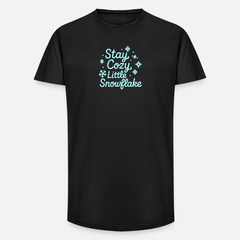 Stay Cozy Snowflake Neon Script - Long Fit Men's T-Shirt - black