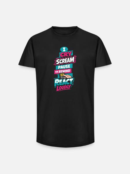 Anime Fangirl Screams Anime Reaction - Long Fit Men's T-Shirt - black