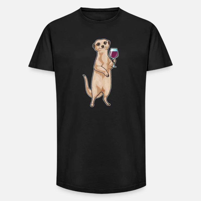 Erdmännchen Rotwein - Long Fit Männer T-Shirt - Schwarz