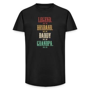 Legend Roles: Husband Dad Grandpa - Long Fit Men's T-Shirt - black - Front - AI Model Male 185 light (185cm)