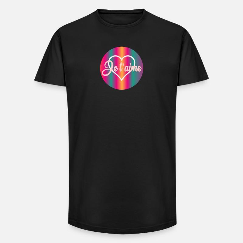 HERZ, ICH LIEBE DICH - Long Fit Männer T-Shirt - Schwarz