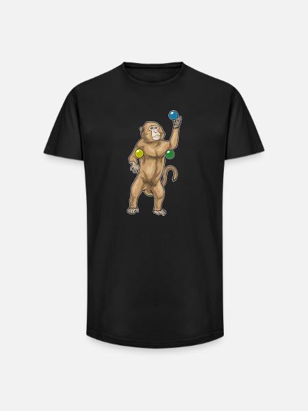 Monkey juggler juggling - Long Fit Men's T-Shirt - black