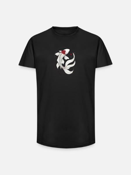Elegant Koi Fish Illustration - Long Fit Men's T-Shirt - black