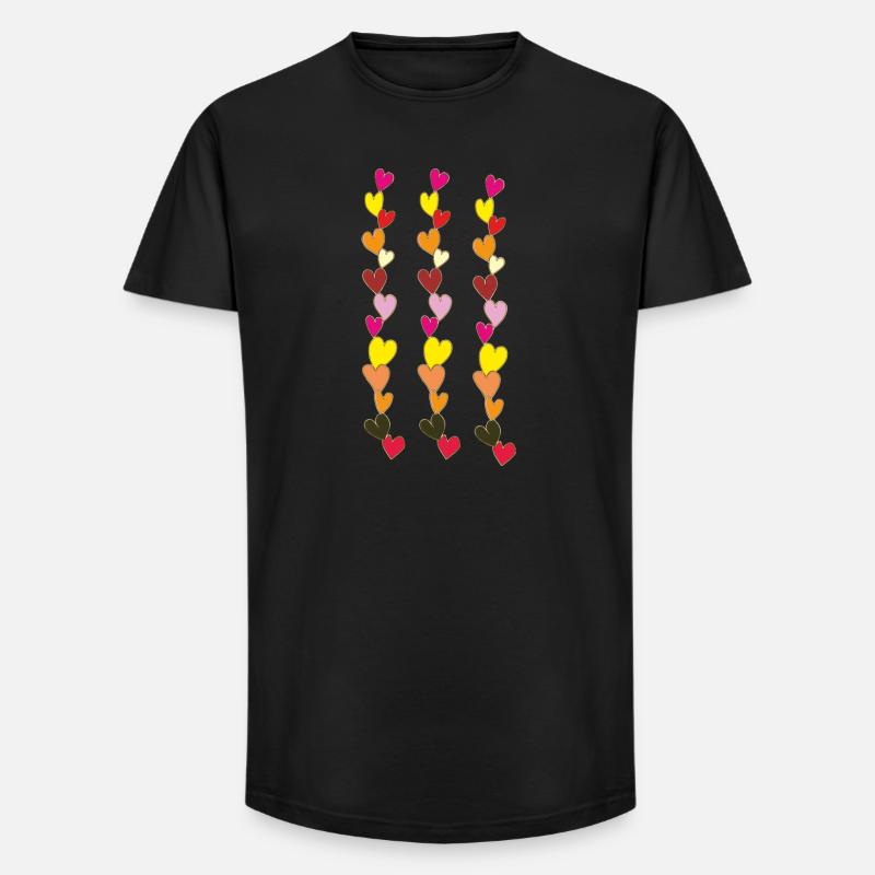 herzenketten bunt 2 - Long Fit Männer T-Shirt - Schwarz