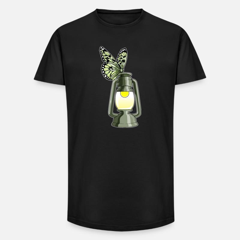 Schmetterling Laterne - Long Fit Männer T-Shirt - Schwarz
