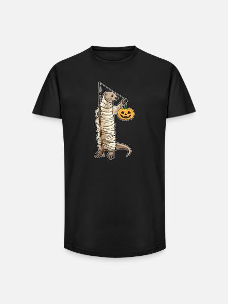 Otter Halloween Fishing - Long Fit Men's T-Shirt - black