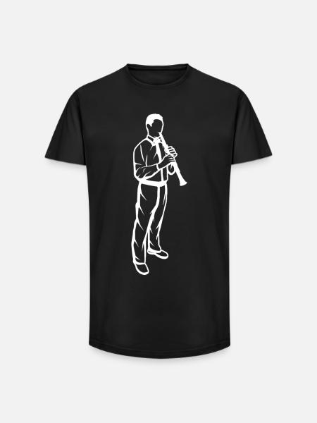 Little clarinet player - Long Fit Men's T-Shirt - black