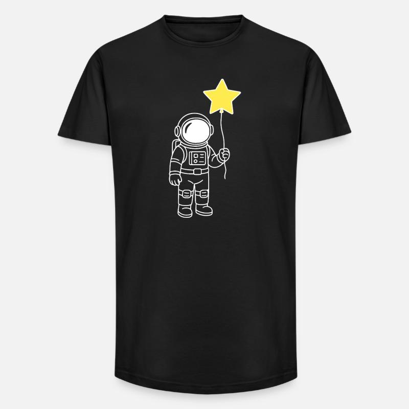 Astronaut mit Stern-Ballon – Space Artwork - Long Fit Männer T-Shirt - Schwarz