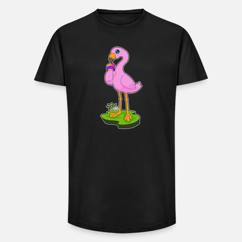 Flamingo Waffeleis - Long Fit Männer T-Shirt - Schwarz