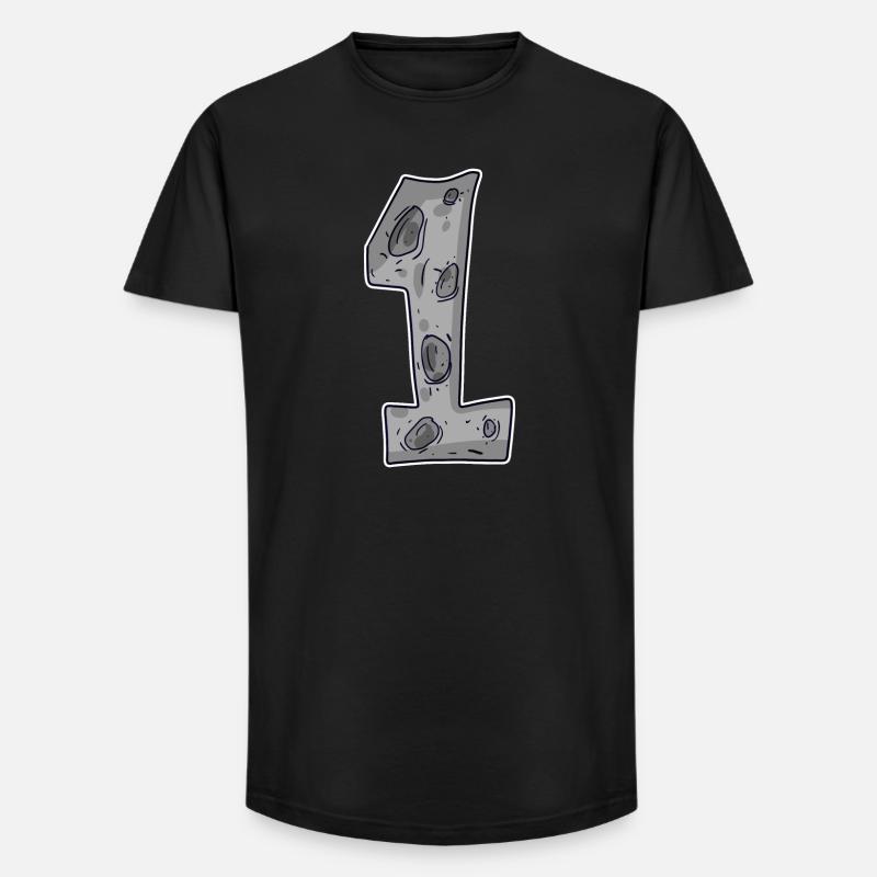 1 - Erster Eins Mond - Long Fit Männer T-Shirt - Schwarz