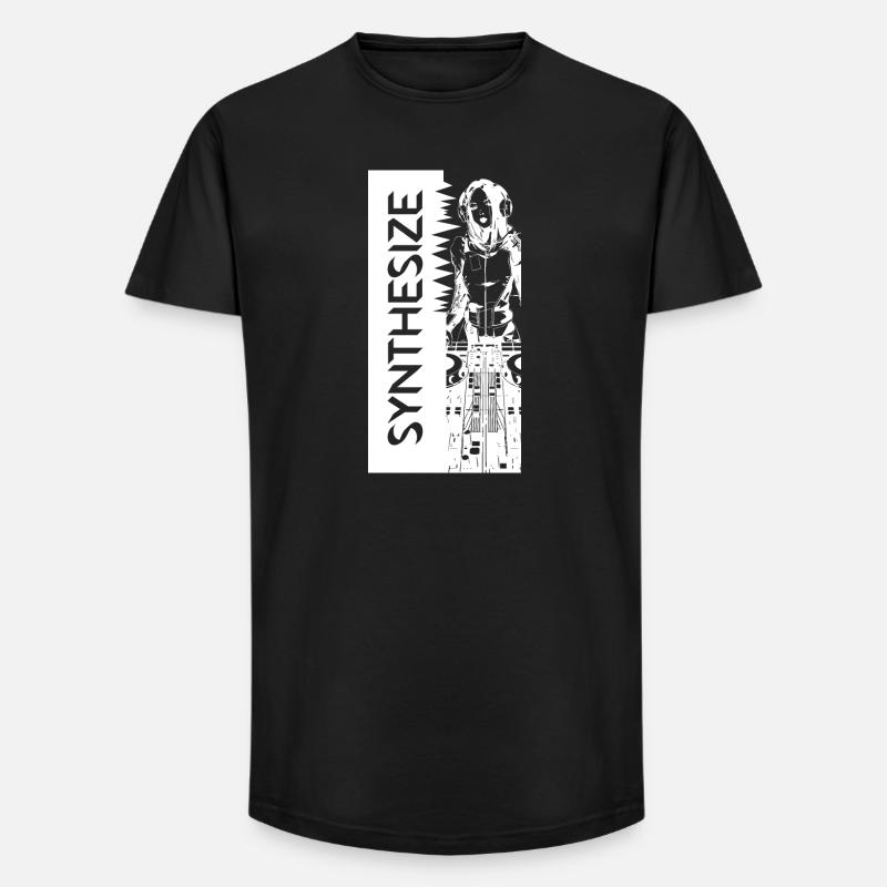 Synth White - Long Fit Männer T-Shirt - Schwarz