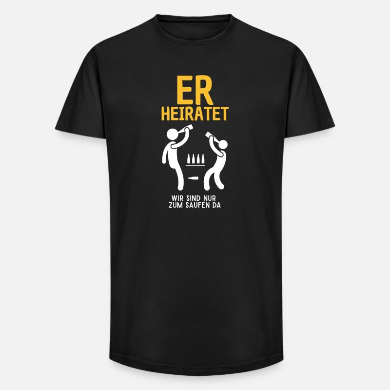 Er Heiratet Bierfeier Satire Junggesellenabschied  - Long Fit Männer T-Shirt - Schwarz