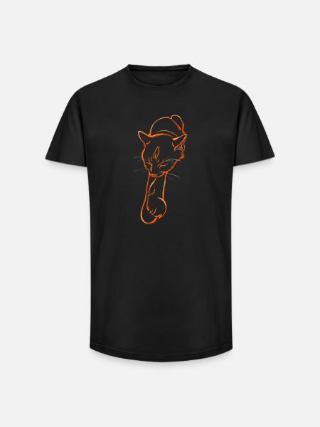 Sleeping cat - Long Fit Männer T-Shirt - Schwarz