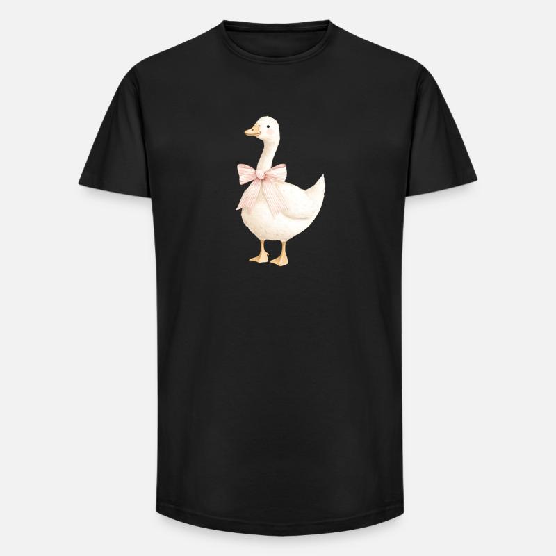 Ente mit rosa Schleife - Long Fit Männer T-Shirt - Schwarz