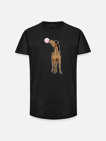 Horse chewing gum - Long Fit Men's T-Shirt - black