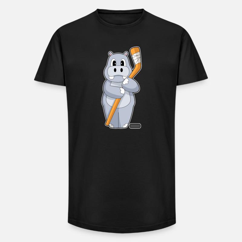 Nilpferd Eishockey Eishockeyschläger - Long Fit Männer T-Shirt - Schwarz