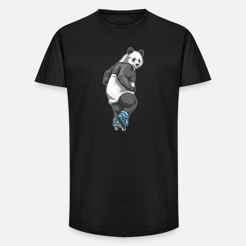 Panda Inline skating Rollschuhe - Long Fit Männer T-Shirt - Schwarz