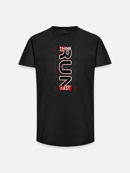 AJATTELE FAST Running -urheilukokemus V1:stä - Miesten long fit T-paita puuvillasta - musta