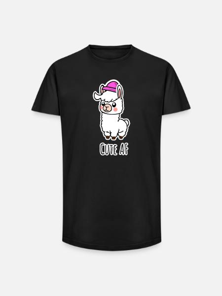 Cute AF Lama Baby oder Alpaka - Long Fit Männer T-Shirt - Schwarz