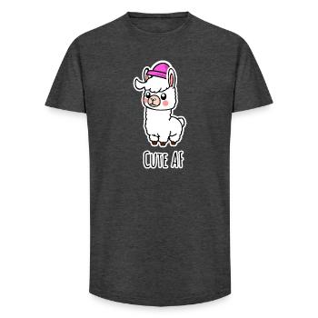Cute AF Llama Baby or Alpaca - Long Fit Men's T-Shirt - charcoal grey - Front - AI Model Male 185 light (185cm)