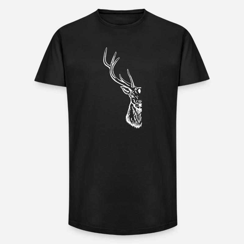 verdecktes Hirschportrait - Long Fit Männer T-Shirt - Schwarz