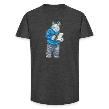 Rhino Sport Teacher School - Long Fit Men's T-Shirt - charcoal grey - Front - AI Model Male 185 light (185cm)
