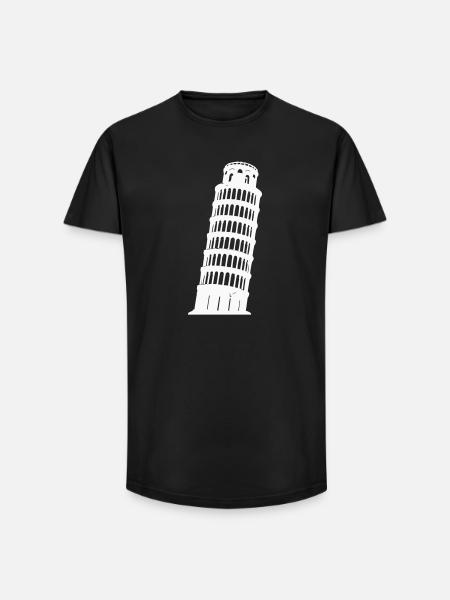 Pisa Tower Silhouette Monochrome - Long Fit Men's T-Shirt - black