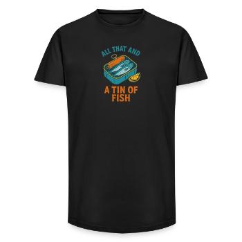 Retro Sardine Slice – Summer Pop - Long Fit Männer T-Shirt - Schwarz - Vorne - AI Model Male 185 light (185cm)