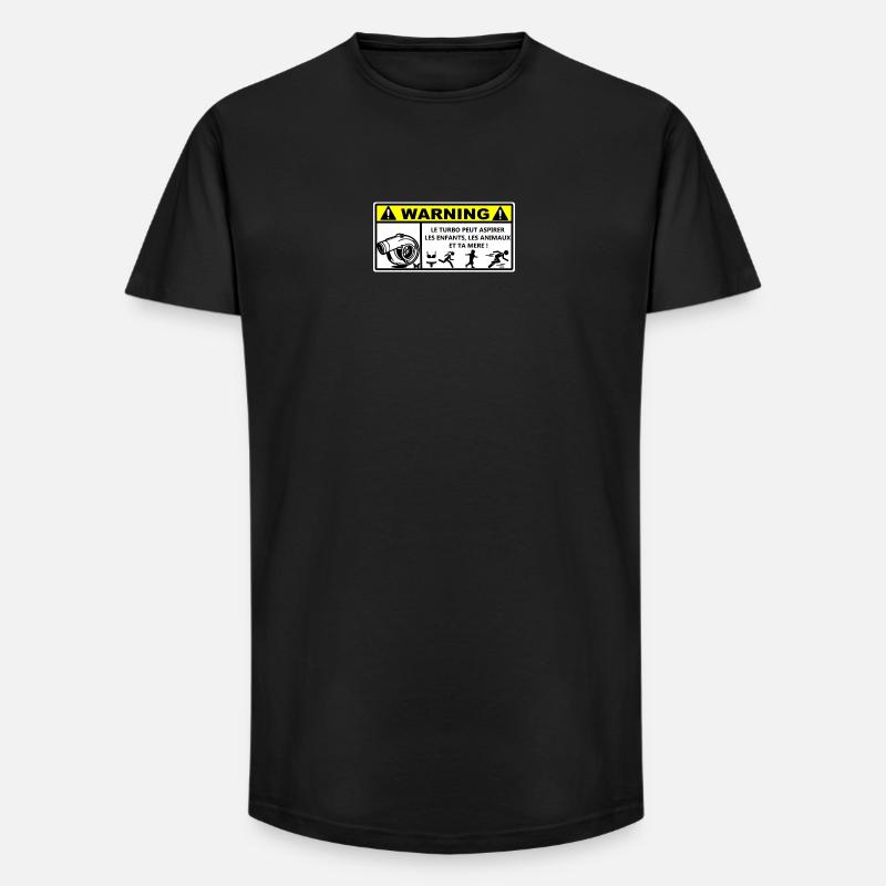 Warnung - Long Fit Männer T-Shirt - Schwarz