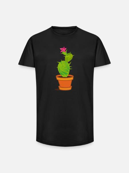 A cactus with blossom - Long Fit Men's T-Shirt - black