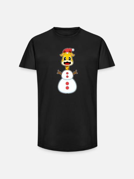 Giraffe Christmas Snowman - Long Fit Men's T-Shirt - black
