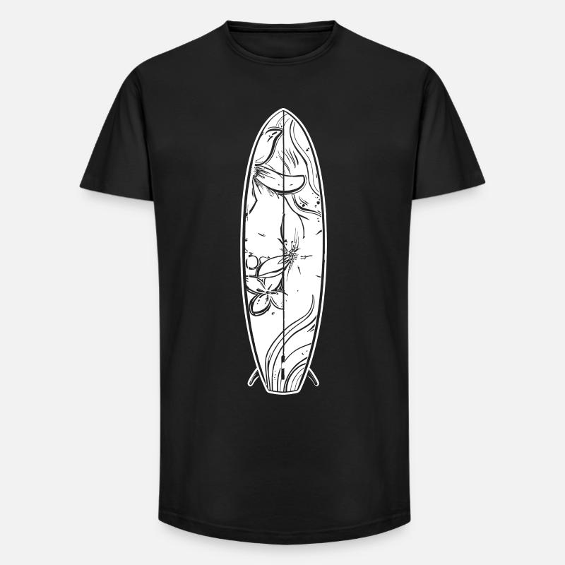 Cartoon Surfbrett - Long Fit Männer T-Shirt - Schwarz