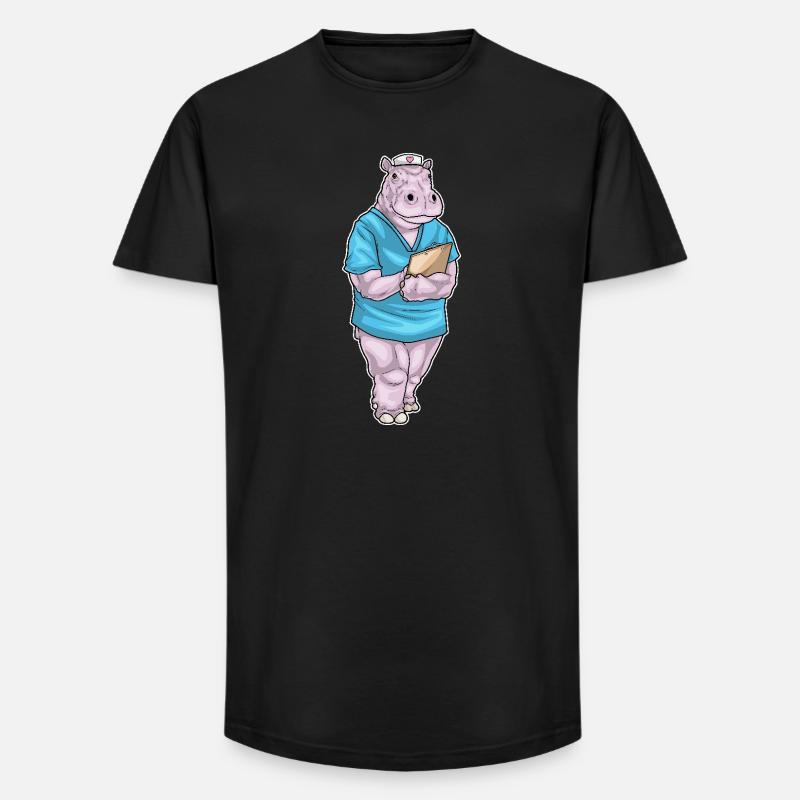 Nilpferd Krankenschwester - Long Fit Männer T-Shirt - Schwarz