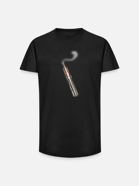 E-Zigarette-mit Rauch - Long Fit Männer T-Shirt - Schwarz