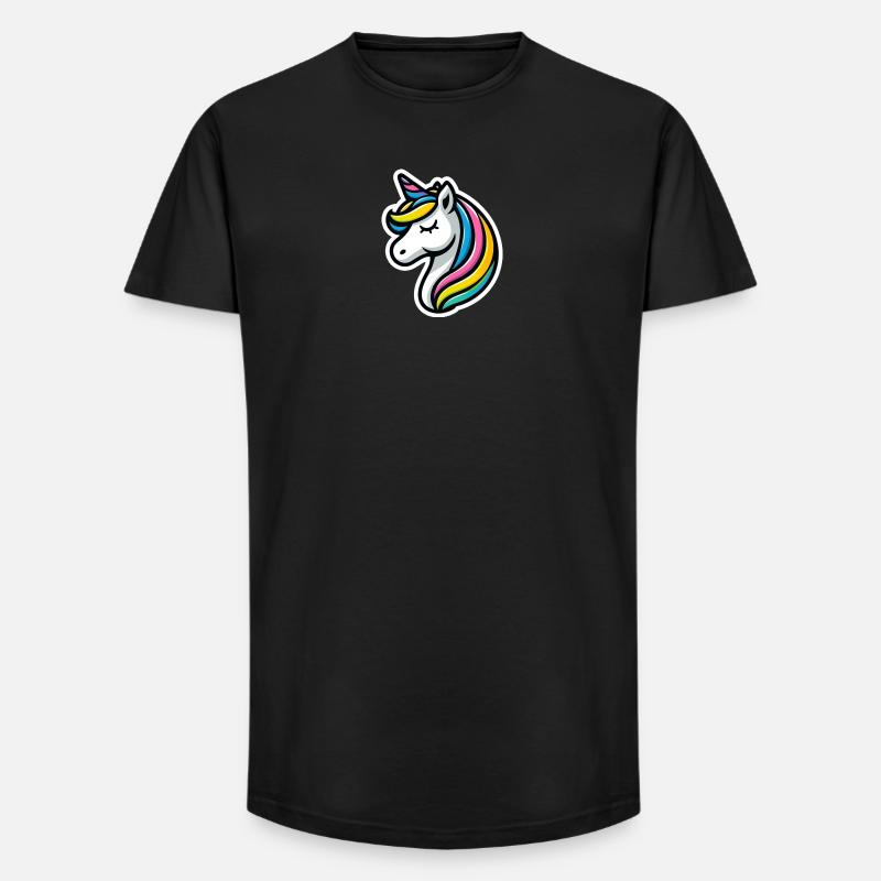 Einhorn Comic schlafend - Long Fit Männer T-Shirt - Schwarz