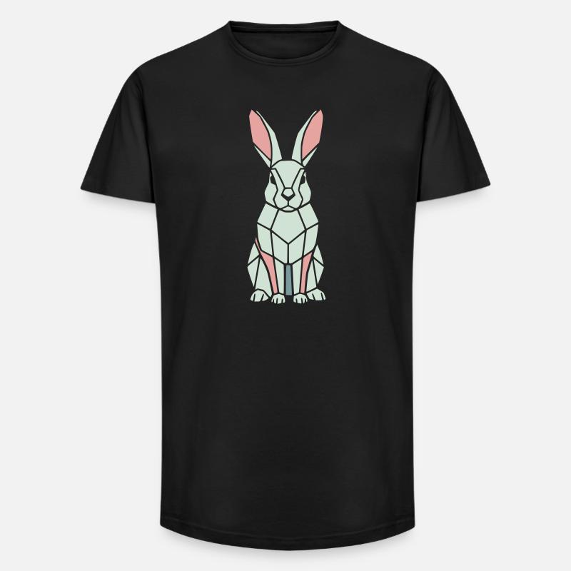 Geometric Bunny Low Poly Modern - Long Fit Men's T-Shirt - black