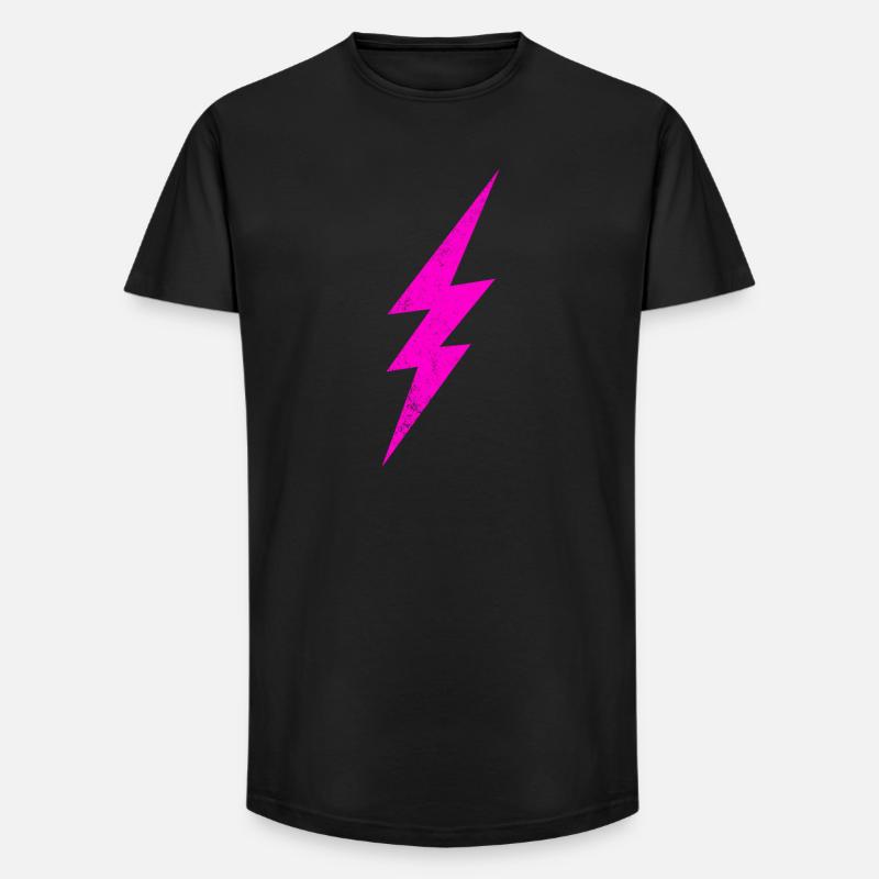 Leuchtender Pinker Blitz - Long Fit Männer T-Shirt - Schwarz