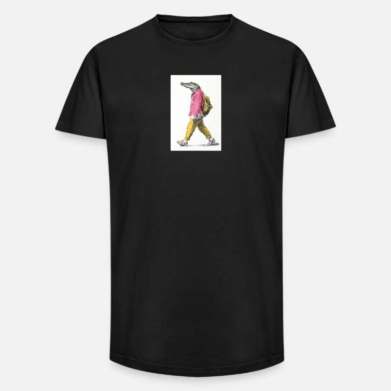 Alligator im Straßenstil mit Rucksack - Long Fit Männer T-Shirt - Schwarz