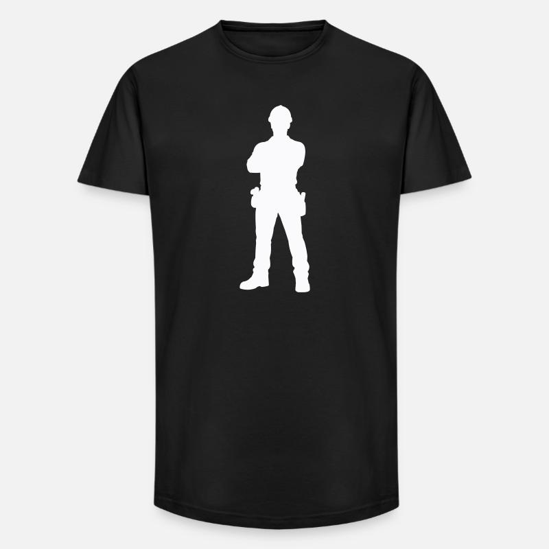 Bauarbeiter Bau Silhouette - Long Fit Männer T-Shirt - Schwarz
