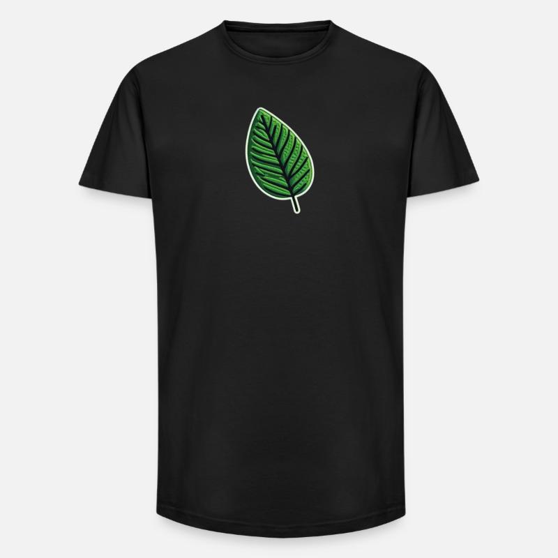 Grünes Blatt Patch - Long Fit Männer T-Shirt - Schwarz