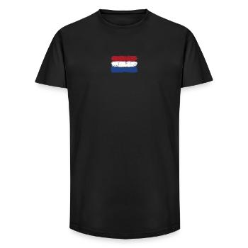 Drapeau néerlandais coups de pinceau - T-shirt coupe longue homme - noir - Devant - AI Model Male 185 light (185cm)