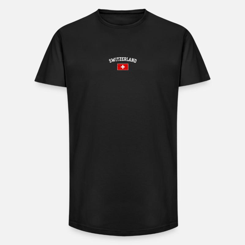 Schweizer Flaggenbogentypografie - Long Fit Männer T-Shirt - Schwarz