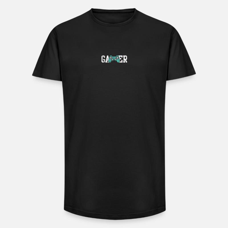 Gamer Glyphs Controller T-Shirt - Long Fit Männer T-Shirt - Schwarz
