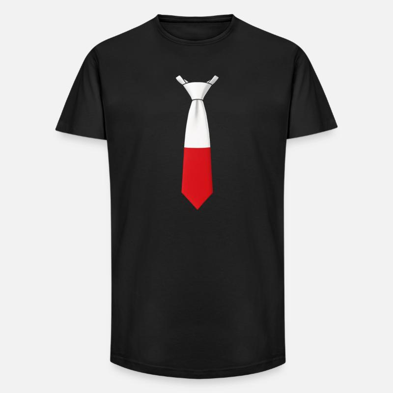 Poland Tie – Flaggendesign - Long Fit Männer T-Shirt - Schwarz