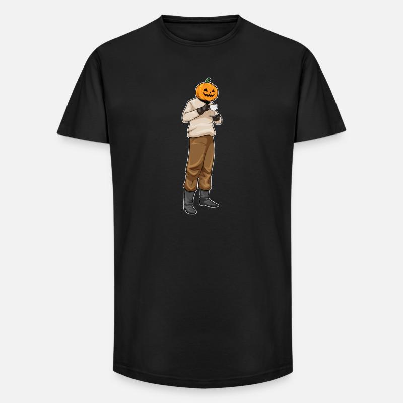Jack O'Lantern Halloween Kaffee - Long Fit Männer T-Shirt - Schwarz