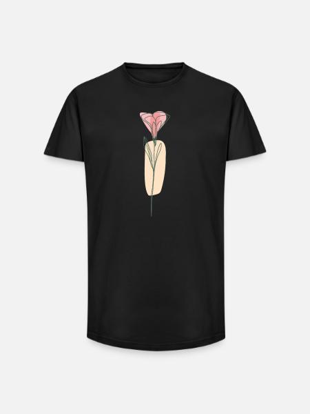 Flower - Long Fit Men's T-Shirt - black