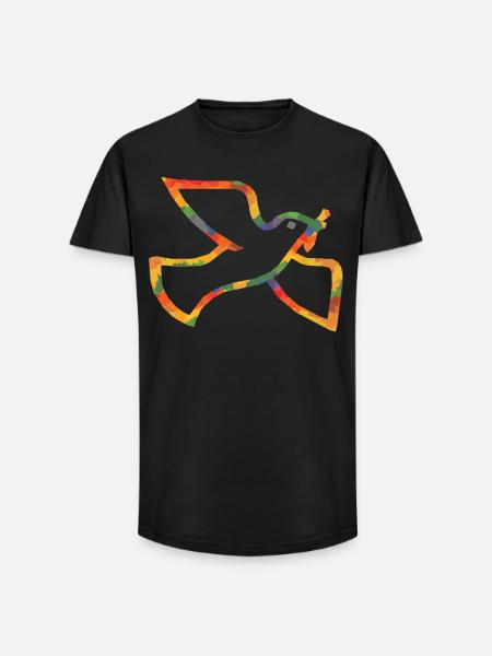 Farbige Friedenstaube - Long Fit Männer T-Shirt - Schwarz