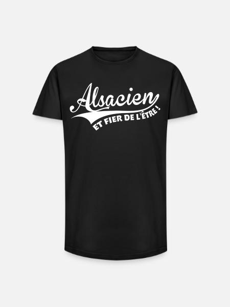 Alsacien et fier de l'être ! - T-shirt coupe longue homme - noir