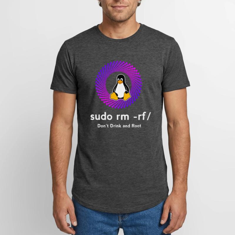 Computer Sys admin Pinguin Nerd pc sudo rm -rf cod Long Fit Männer T-Shirt