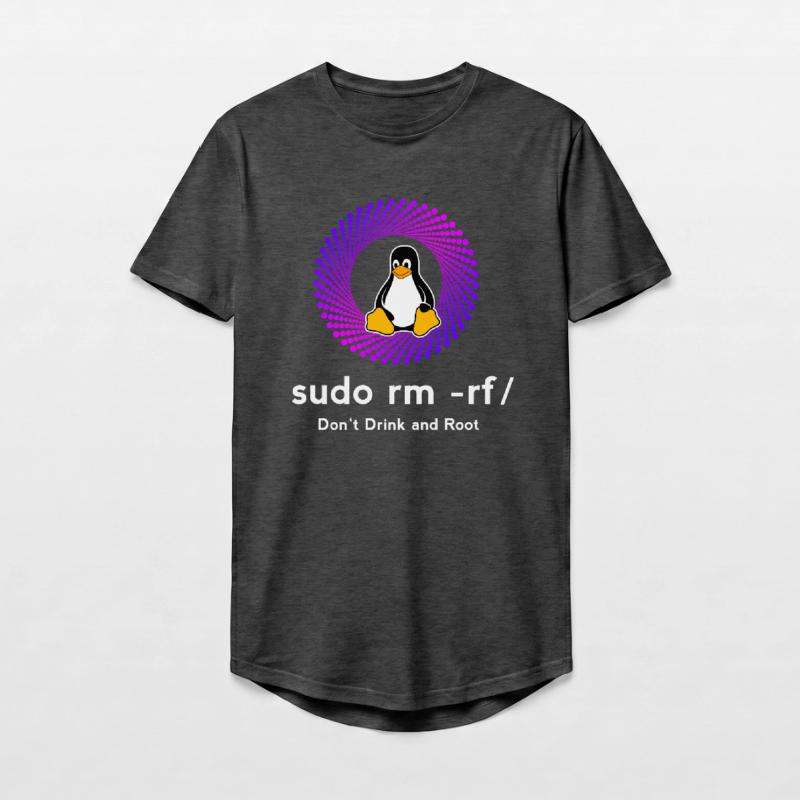 Computer Sys admin Pinguin Nerd pc sudo rm -rf cod Long Fit Männer T-Shirt